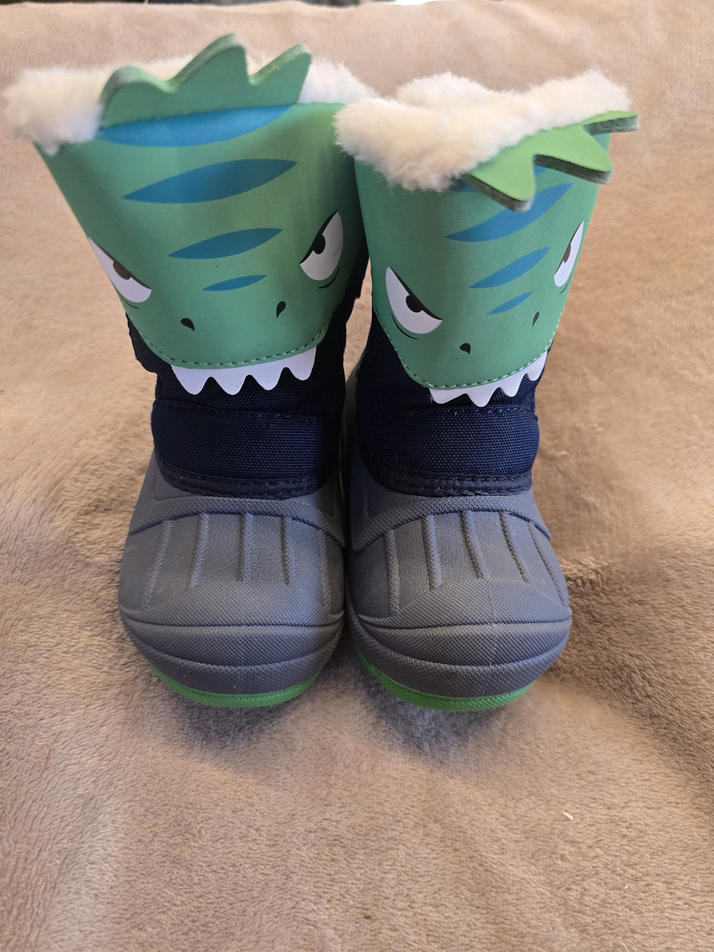 Cat & Jack Green Blue Dinosaur Winter Boots